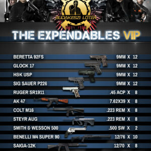 ÚJ The Expendables VIP - A feláldozhatók élménylövészeti csomag "arany"